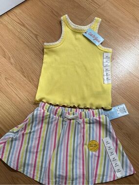 NWT Cat & Jack Yellow Two Piece Set Tank Top & Shorts Skirt Size 3T…261